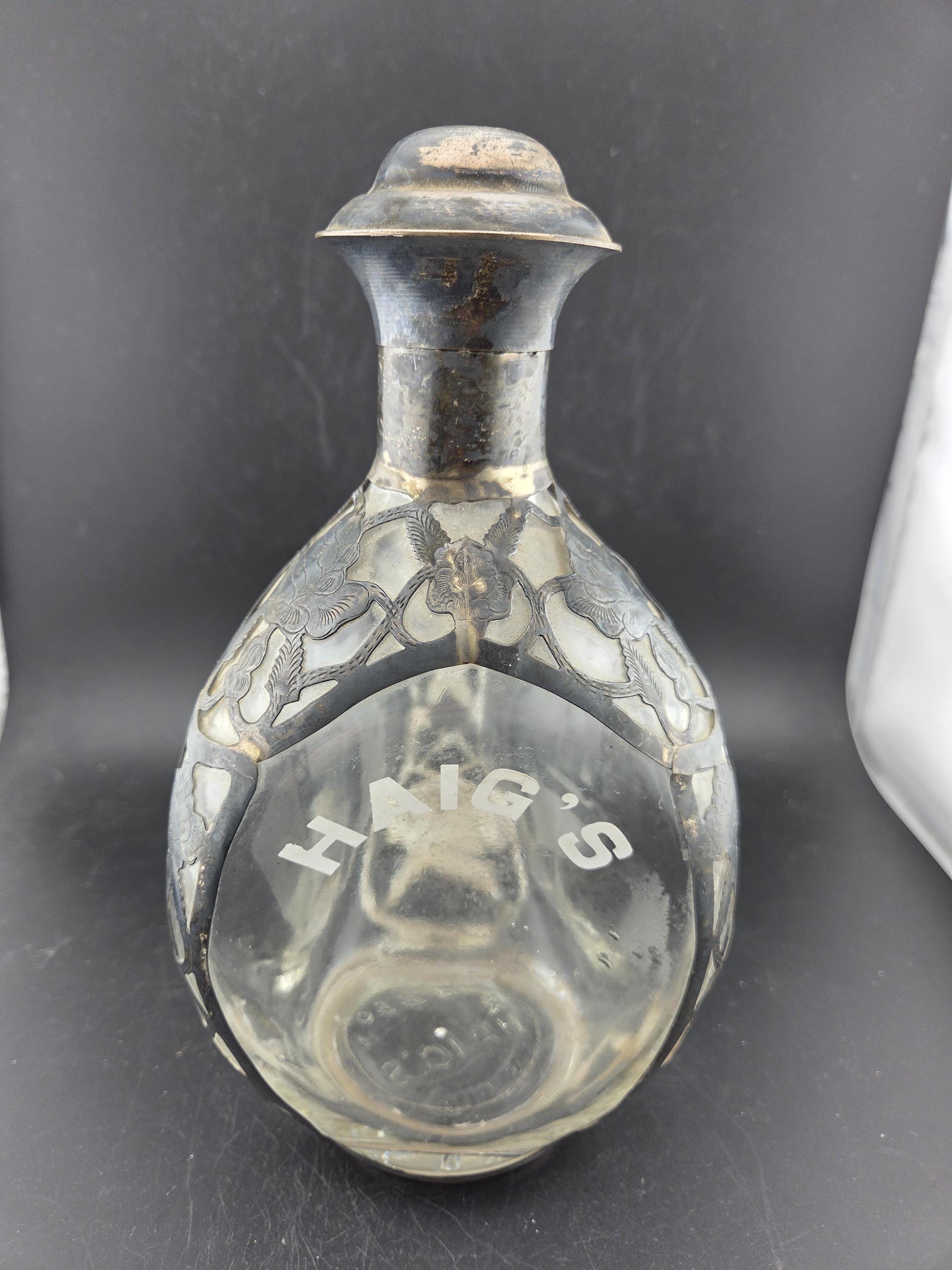 Dimple Decanter Bottle With Sterling Silver - Etsy