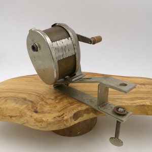 Vintage Steel and Plastic Pencil Sharpener with Clamp for edge of Desk or Cabinet   Works Well