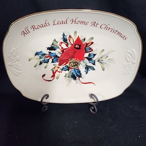 Vintage 14&quot; Lenox American By Design Winter Greetings - All Roads Lead Home At Christmas  Serving Platter   1997