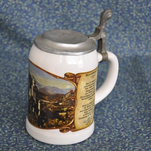 Vintage German Stein - Germany Beer Mug with Metal Lid