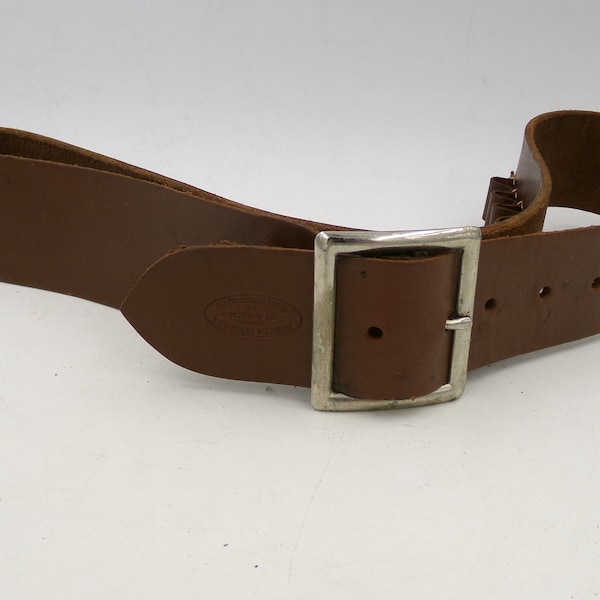 Vintage Brown Leather 2 Inch Cartridge Belt from Hunter Company  Holds 25 Rounds  Fits 33" - 36" Waist