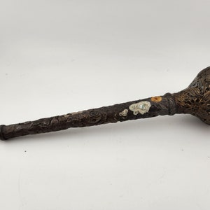 Vintage Brass Door Knob Length is 9&quot;  - Design on sides    Initials Engraved on Knob   See below for disclaimer