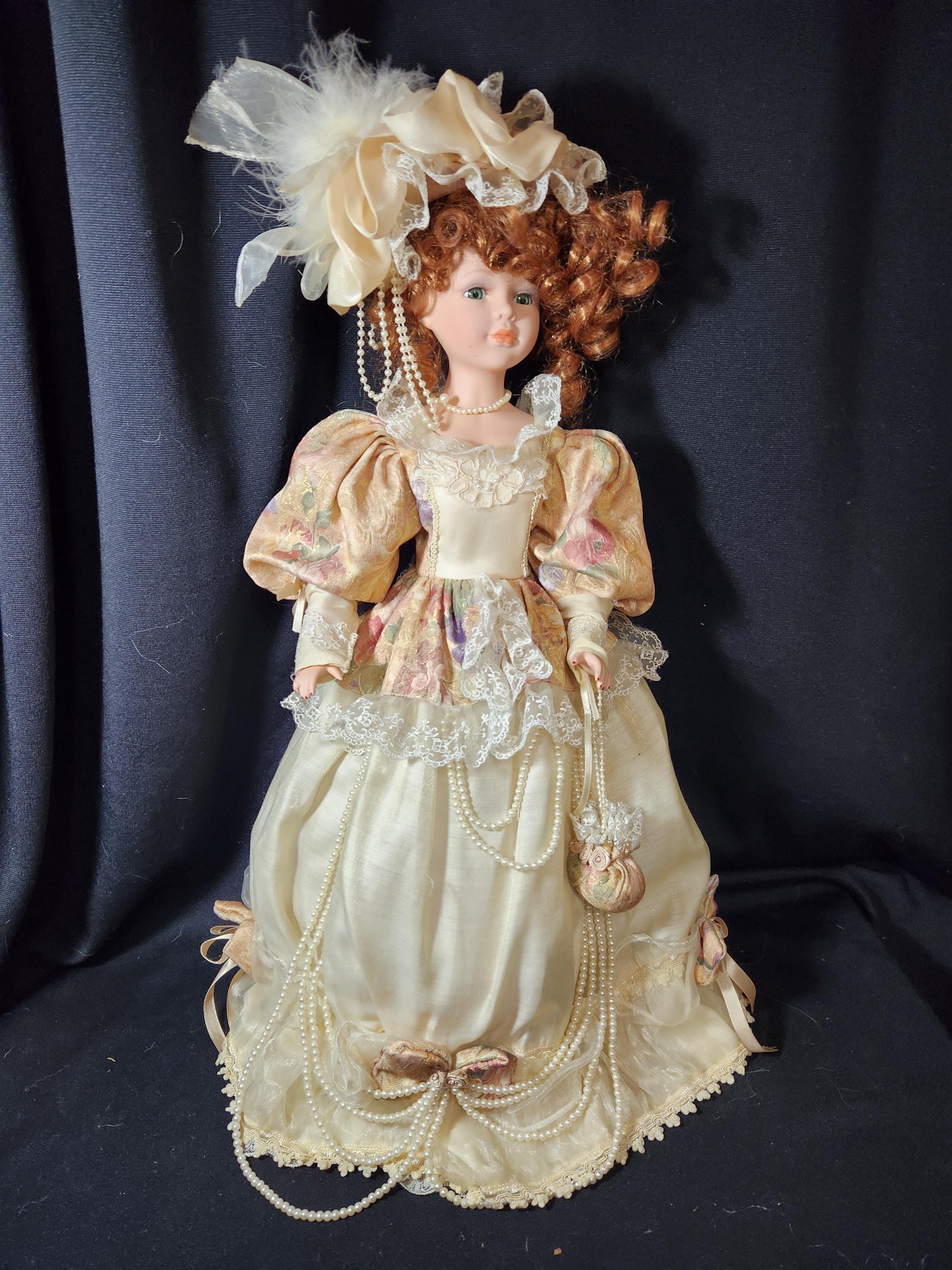 Vintage Victorian Style Porcelain Doll With Stand - Beautiful