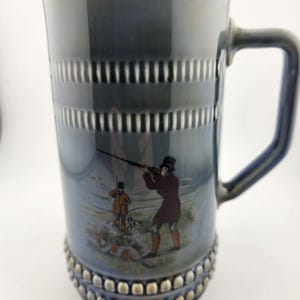 Vintage WADE Irish Ceramic Stein / Mug - Made in Ireland / Hunting scene / Very beautiful blue - 6.5&quot;
