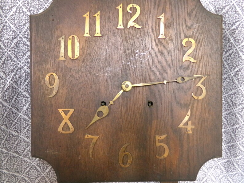 Antique Mission Style Wooden Wall Clock With Pendulum and Key Etsy
