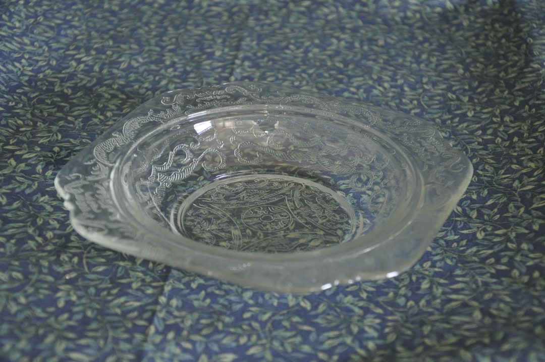 Vintage Embossed Glass Plate Clear Glass Dessert Plate Etsy