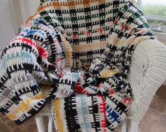 101" x 72" Vintage Hand Crafted Crocheted Afghan Blanket Throw
