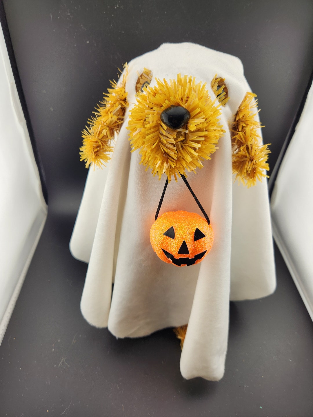 Vintage 11 Tinsel Dog Going Trick or Treat With a Cute Pumpkin Jack O ...