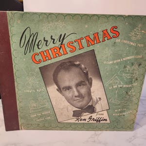 Vintage LP Record Album Book holding Qty 3 Size 78 RPM / Merry Christmas from Ken Griffin Organ / 1949 / See below