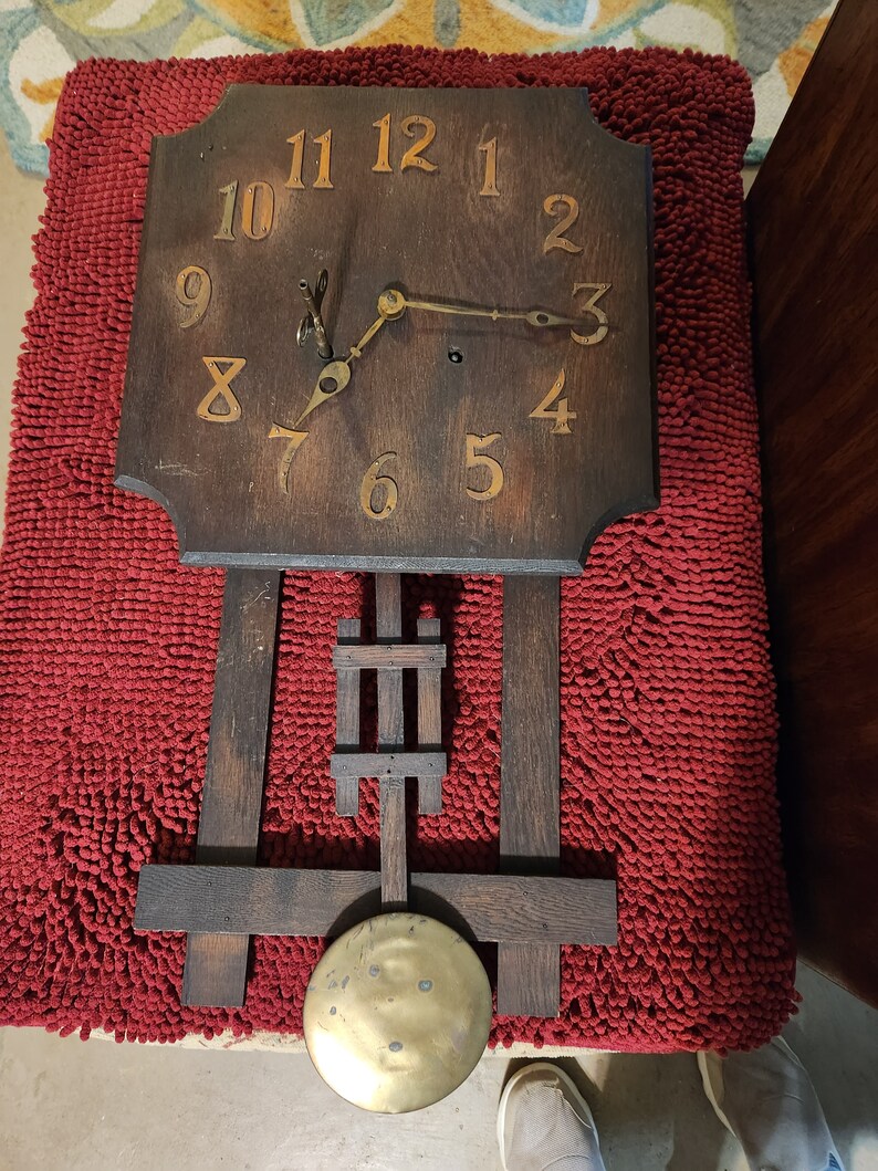 Antique Mission Style Wooden Wall Clock With Pendulum and Key Etsy