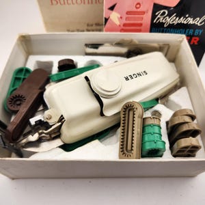 Vintage Singer Sewing Machine Buttonholer for Slant Needle Zig Zag Sewing Machines - AS IS - from 1967, New in Box with Instructions