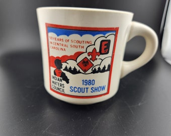 Vintage China Coffee Cup celebrating 50 years of scouting in Central South Carolina - Indian Waters Council - 1980 Scout Show