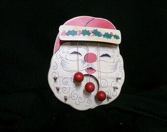 Vintage Wooden Christmas Santa Face Door Harp with 3 sounds.  Very cute and retro