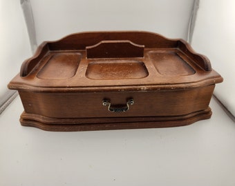 Vintage Men's Jewelry / Trinket Chest with Drawer  4.5" Tall and Base is 12" x 6"  Scratches overall