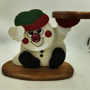 Vintage Wooden Snowman with Holding Tray  Base is 11.5&quot; x 4.5&quot;  Height 10&quot;