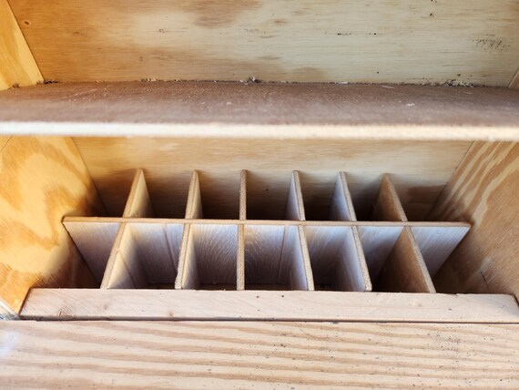 Vintage Mid Century Shoe Shine or Cobbler Station - Base 18 x 15 H-22 / 14 Cubbies / Cast Iron Shoe 14", 2 shelfs and drawers / Bar / 22 lbs View 6