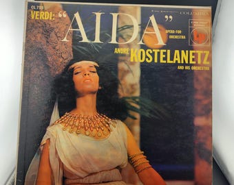 Vintage LP Vinyl Record Album Size 33 RPM / Aida Opera for Orchestra - Andre Kostelanetz / 1955 / Cover has wear, writing / See notes