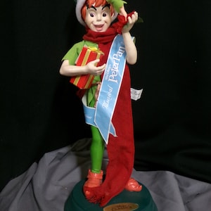 Vintage Musical Peter Pan with Tinker Bell  1990&#39;s Disney Motion Christmas   16&quot;