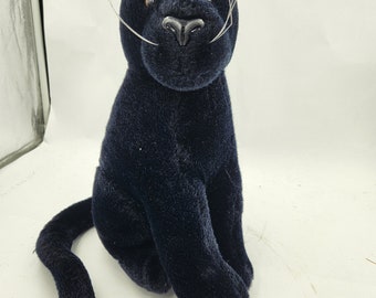 Vintage 12"  Stuffed Plush Black Cat or Panther from Dakin - Sits well, very clean