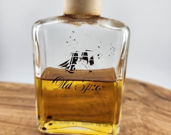 Vintage Collectible Bottle - Old Spice Cologne For Men - Contents condition unknown - Needs to be cleaned - writing flaked off in places