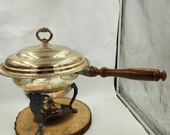 Vintage Sheridan Silver Chafing Dish (see below for important notes) with Lid, Detachable Handle, Pan ,Stand, Heat Source and Pyrex Dish