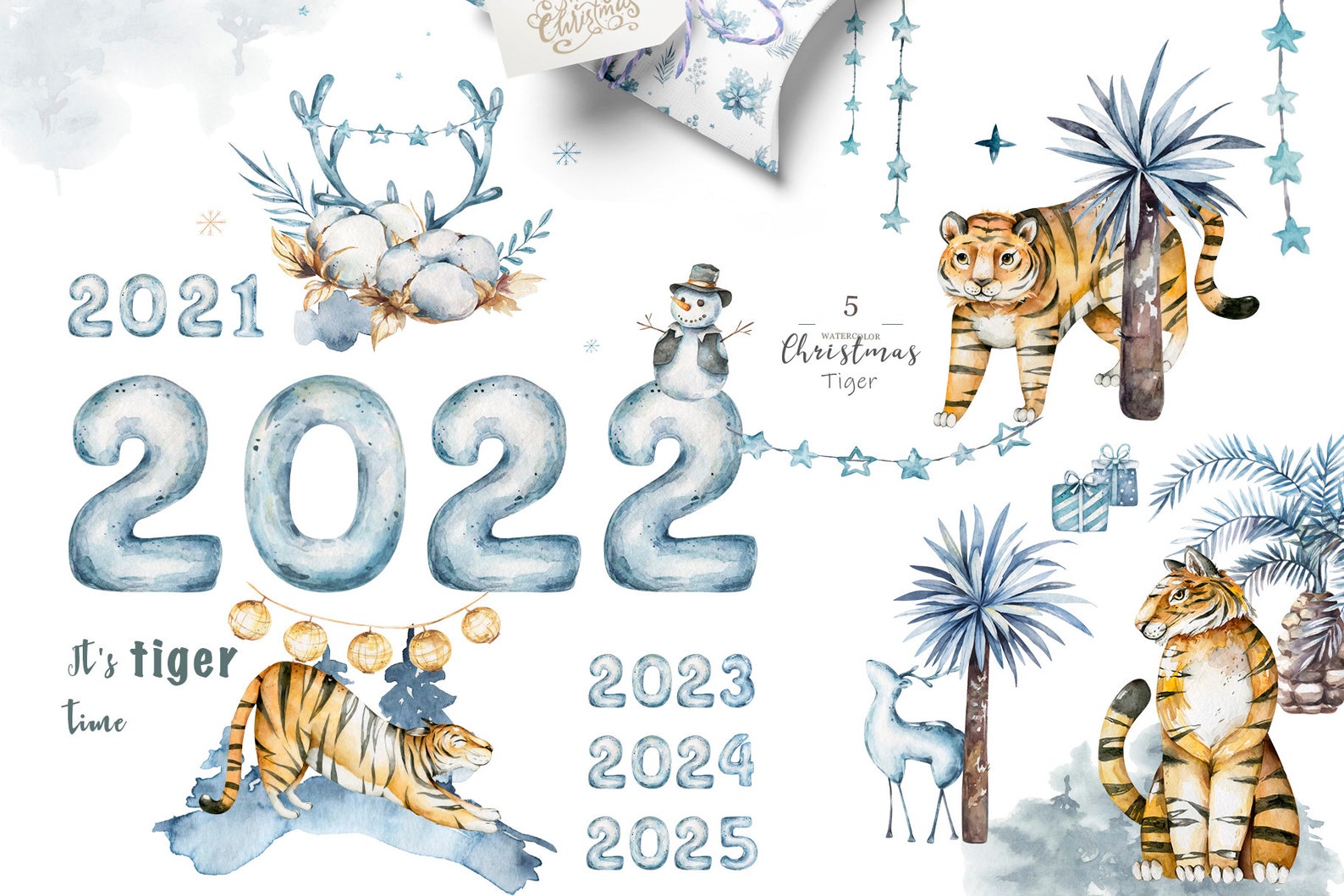 2022 Uk Christmas Number 1 Cute Tiger and Christams Symbol of 2022 Year. Christmas Etsy