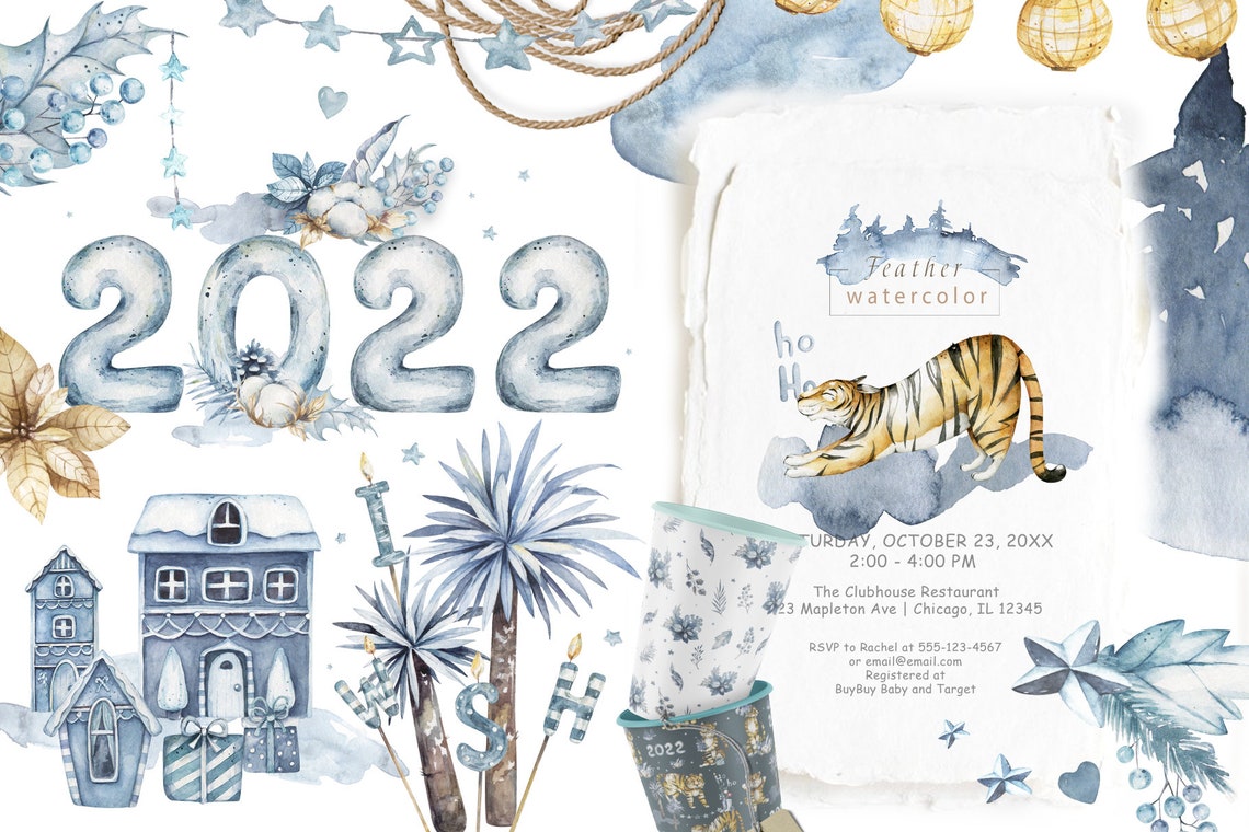 2022 Uk Christmas Number 1 Cute Tiger and Christams Symbol of 2022 Year. Christmas Etsy