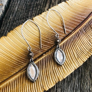 Oxidized sterling silver artisan made Swarovski crystal earrings