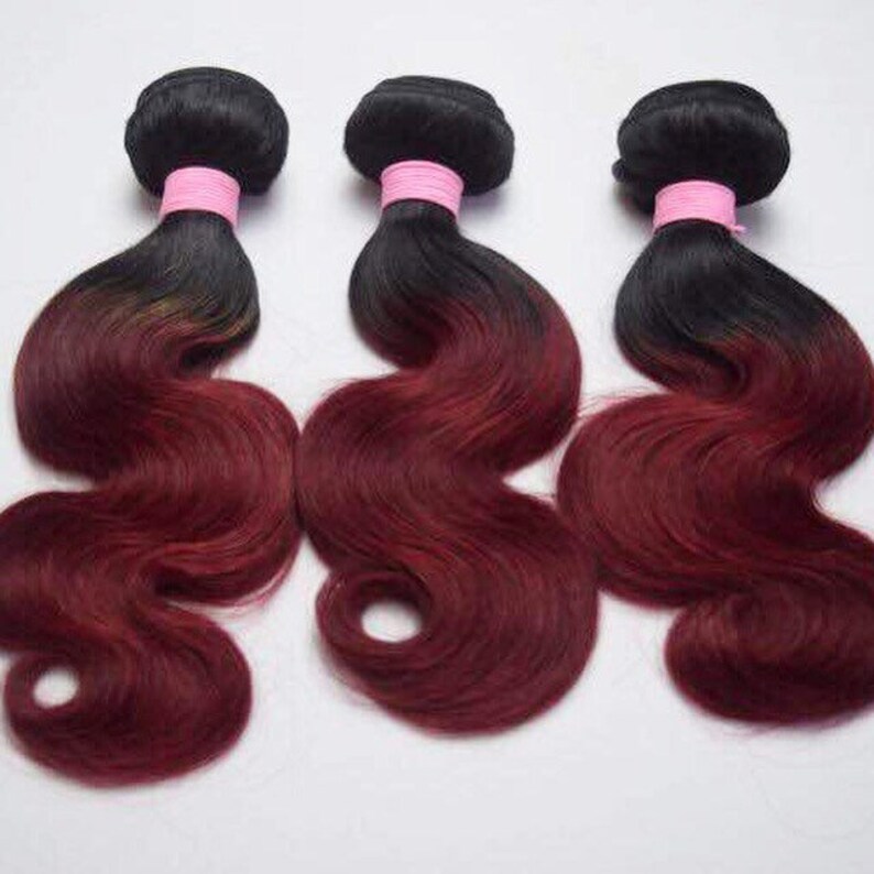 Custom Color 99j Burgundy Virgin Human Hair Brazilian Body Etsy