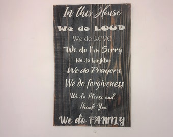 Rustic House Rules Sign, Modern Farmhouse Decor, Kitchen Wall Decor, In This House Sign