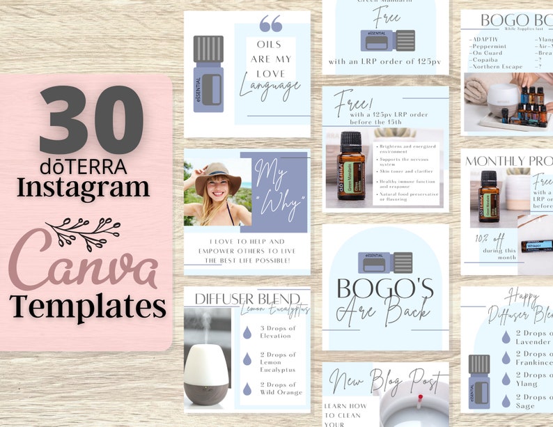 doTERRA Essential Oils Social Media Template Marketing Facebook Template For Business Instagram Template Canva Canva Template Wellness