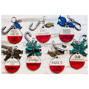 Fishing Keychain, Father's Day Keychain, Fishing Bobber Keychain, Gift for Dad, Fish Keychain