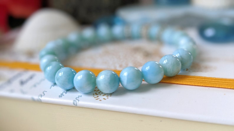 HealingMeditation Bracelet Larimar Bracelet Sea and Sky Energies Gemstone Bracelet Atlantis Stone Genuine Larimar AAA Grade