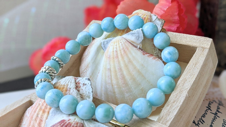 HealingMeditation Bracelet Larimar Bracelet Sea and Sky Energies Gemstone Bracelet Atlantis Stone Genuine Larimar AAA Grade