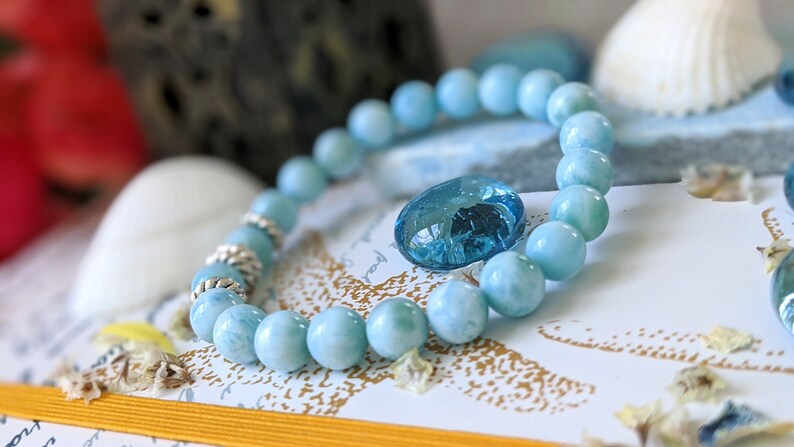 HealingMeditation Bracelet Larimar Bracelet Sea and Sky Energies Gemstone Bracelet Atlantis Stone Genuine Larimar AAA Grade