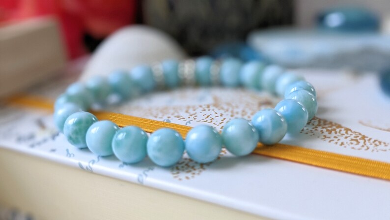 HealingMeditation Bracelet Larimar Bracelet Sea and Sky Energies Gemstone Bracelet Atlantis Stone Genuine Larimar AAA Grade