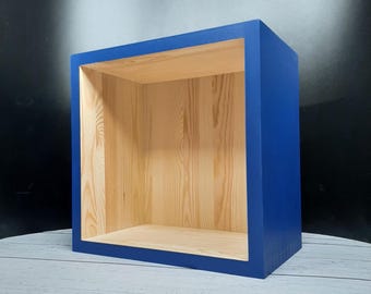 Wooden Floating Cube Shelf for Living Room, Farmhouse Book Shelf for Wall, Bathroom Shelf Decor, Minimalist Apartment, College Dorm Room,