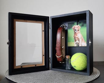 Personalized Pet Memorial Shadow Box with Pet Name, Date or Quote, Loss of Pet Keepsake Box, Dog Loss Sympathy Gift, Photo Collar Holder,