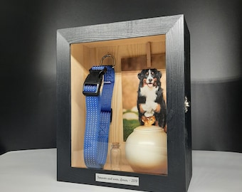 Wood Pet Memorial Shadow Box Personalized with Pet Name or Quote, Loss of Pet Keepsake Box, Dog Loss Sympathy Gift, Urn Photo Collar Holder