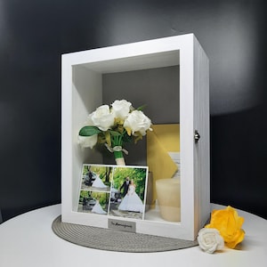 Présentoir souvenir de mariage 11 x 14 x 6 cm, cadre en verre transparent extra profond en bois, boîte à souvenirs de mariage, 5e anniversaire de mariage