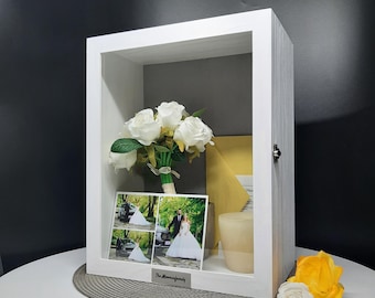 Extra Deep Empty Wooden Personalized 11x14 Shadow Box Frame Glass, Marriage Keepsake Display Case, Wedding Memory Box, 5th Year Anniversary