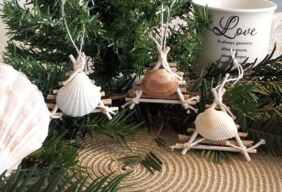 Christmas Ornaments Handmade Rustic Decor Seashell Etsy