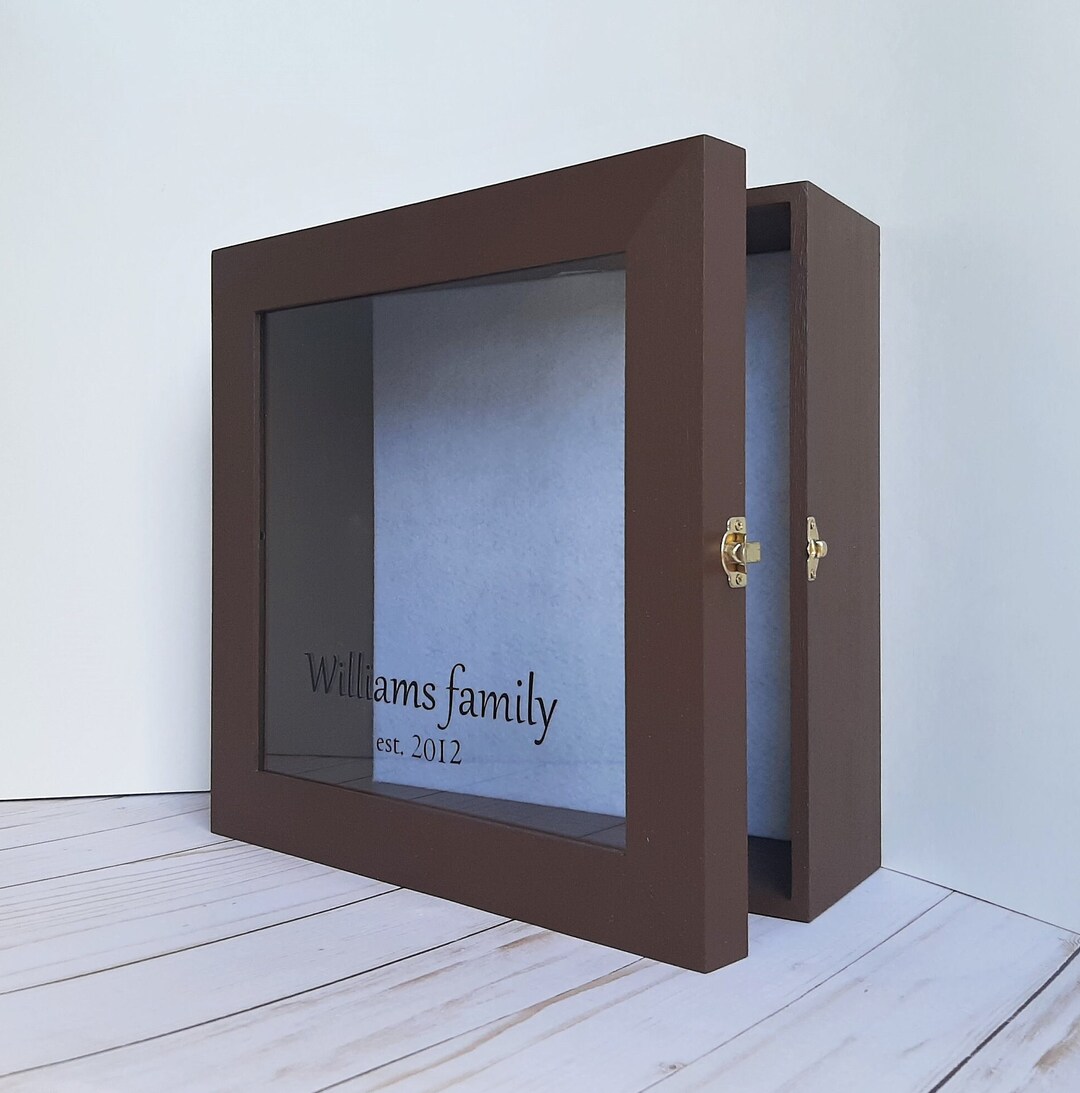 Personalized extra deep shadow box for wedding memory keepsake box