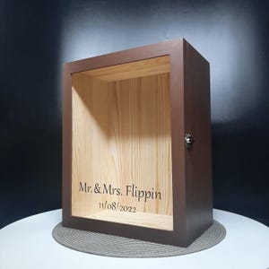 Large Extra Deep Wooden Personalized 11x14 Shadow Box Frame Glass, Marriage Keepsake Display Case, Wedding Memory Box, 5th Year Anniversary