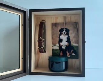 Pet Memorial Shadow Box with Pet Name or Quote, Personalized Keepsake Box, Dog Loss Sympathy Gift, Urn Photo Collar Holder, Bereavement