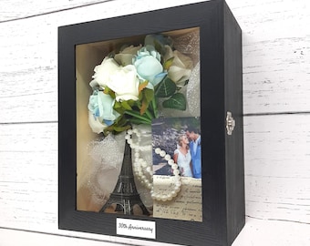 8x10 Personalized Wedding Day Gift for Couple, Keepsake Shadow Box for Wedding Day, Memory Keepsake Gift for Bride and Groom, Newlywed