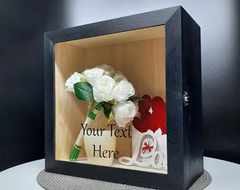 12x12 Extra Deep Personalized Shadow Box Frame with Glass Door, Display Case, Memory Keepsake Box, Wedding Gift, Mothers Day for Grandma