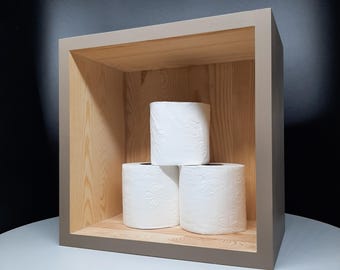 Pine Floating Cube Shelf for Bathroom, Hanging Modern Farmhouse Book Shelf for Wall, Living Room Decor, Minimalist Apartment, College Dorm