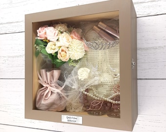 12x12x5 Personalized Wedding Day Keepsake Shadow Box, Wedding Anniversary Gift with Couples, Bridal Bouquet Box, Gift for Married People