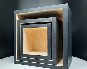 Set of 3 Deep Floating Modern Cube Shelves for Wall, Hanging Book Shelves for Living Room, Bathroom Shelf Decor, Minimalist Apartment Gift